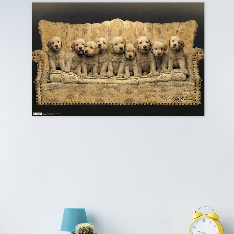 Impression sur papier chiot-golden canapé