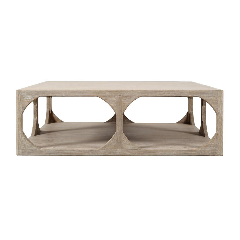 Peking Ming Solid Wood Coffee Table, 16" H x 50" L x 50" W, White