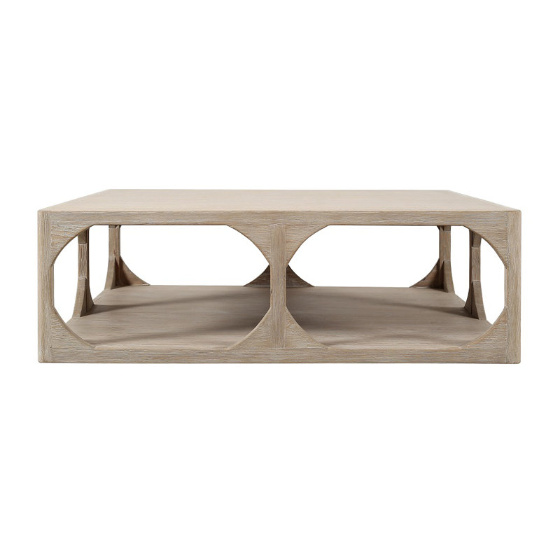 Peking Ming Solid Wood Coffee Table, 16" H x 50" L x 50" W, White