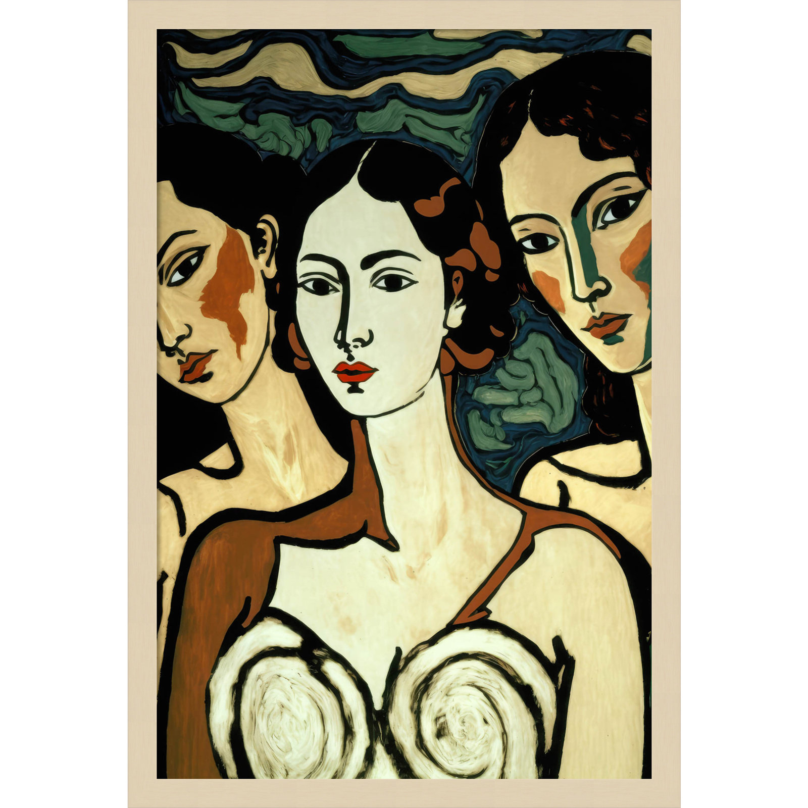 The Soul Sisters by Treechild  Wood Framed Wall Art Print, Brown, 25" H x 17" W