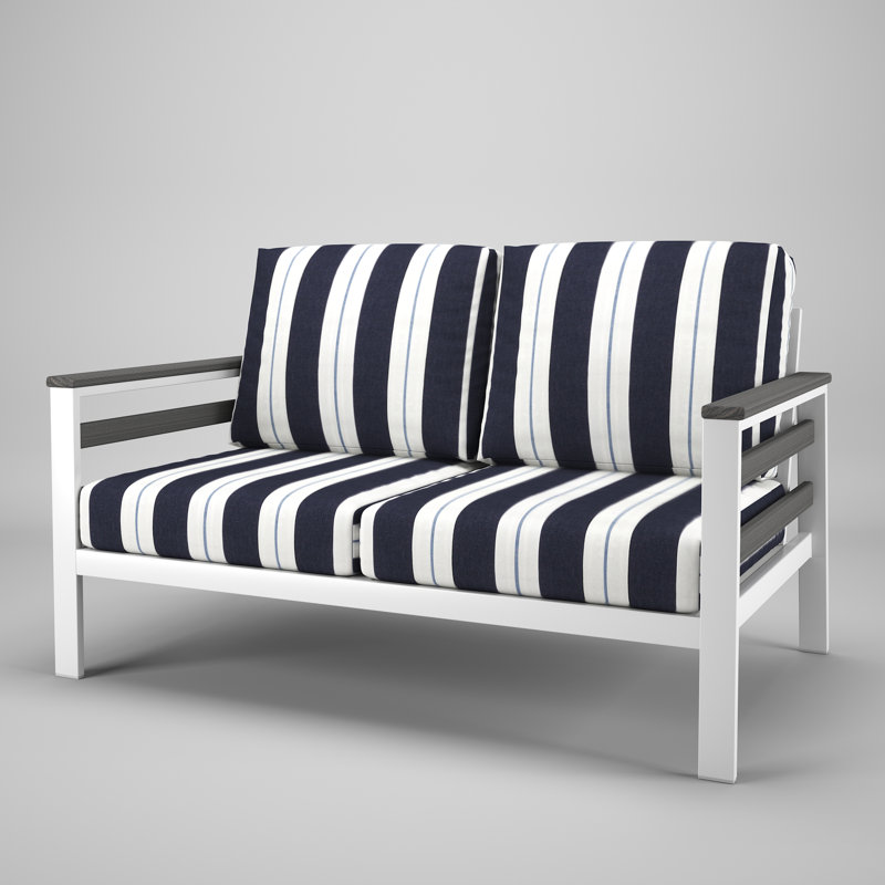 Townsend Metal Outdoor Loveseat With Sunbrella Cushion, Relate Harbor