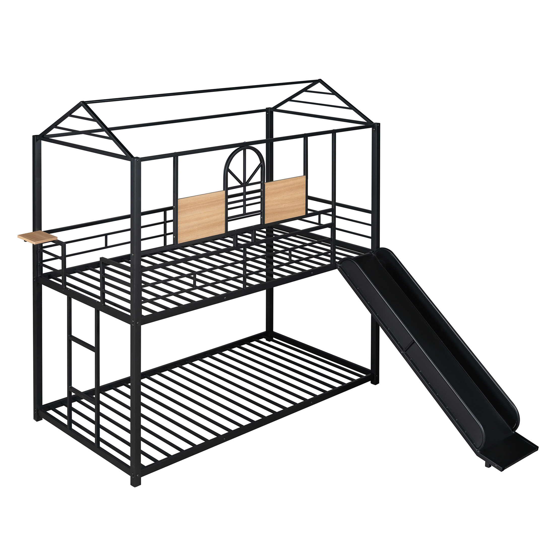 Ophelia & Co. Twin Over Twin Metal Bunk Bed ,Metal Housebed With Slide ...