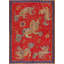 Vintage Mid Century Red Color Silk Foo Dog Design Chinese Textile