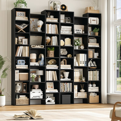 📖✨ 2-Pack 8-Tier Bookcase Set, 21-Cube Storage Bookshelves Unit With Adjustable & Removable Shelves