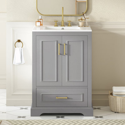 Bathroom Vanity with Sink, 1 Drawer and 2 Soft-close Doors