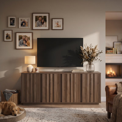 63''W Modern Fluted Sideboard with Adjustable Shelves