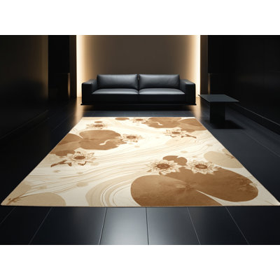 Tapis beige classique lavable à la machine Pegah