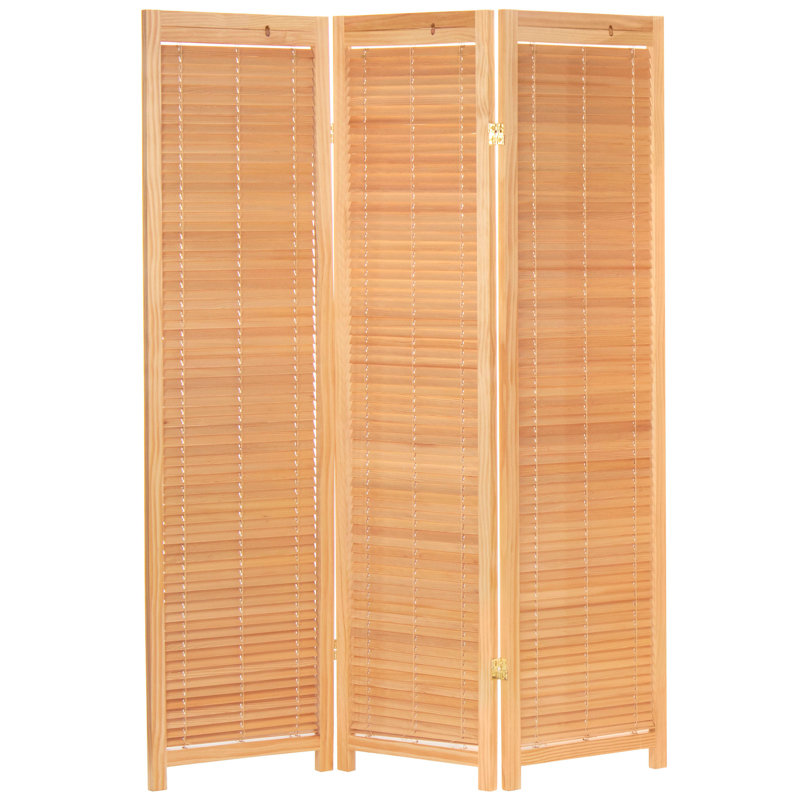 6 Ft. Tall Adjustable Shutter Room Divider White 3 Panel, 3, Natural