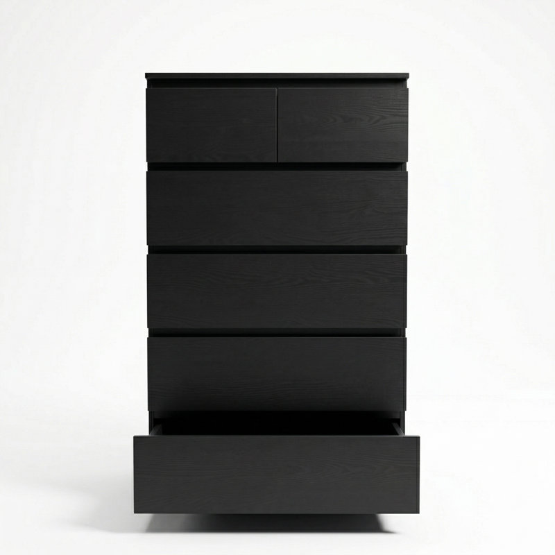 Commode 6 tiroirs Elegant Contemporary, Grain de bois noir