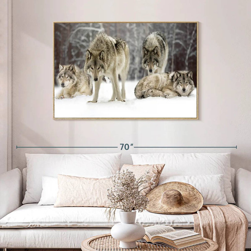 Loup, Cadre flottant en bois naturel, 46 po x 31 po