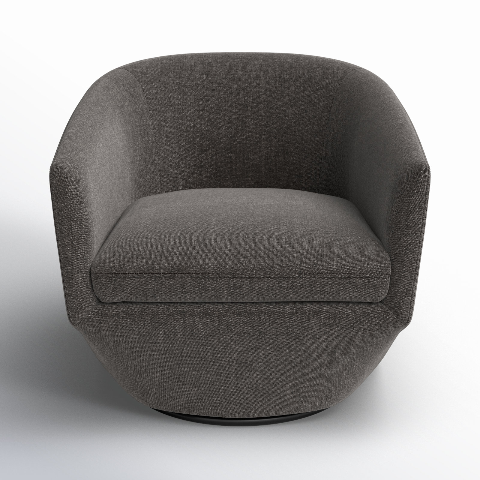 Elexi Upholstered Swivel Barrel Chair, Dark Grey