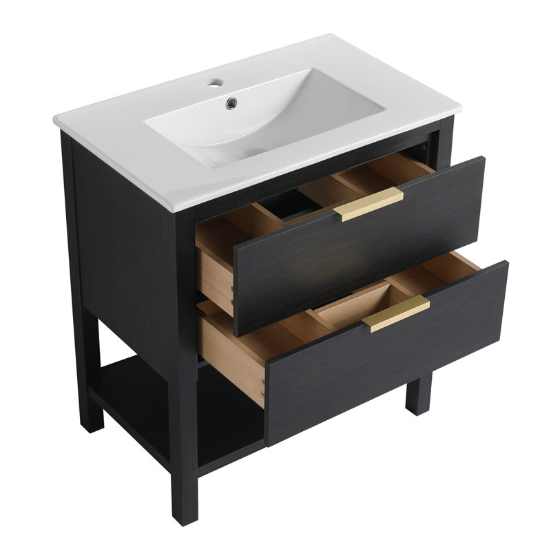 Meuble-lavabo 30 po avec lavabo et 2 tiroirs à fermeture douce, poignée