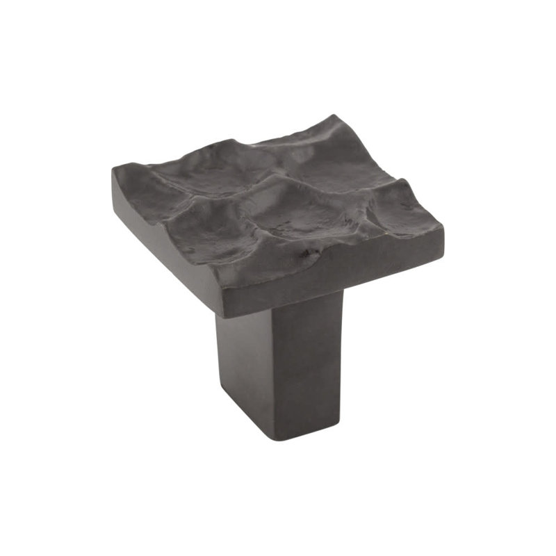 Cobblestone 1 1/8" Length Square Knob, 1 1/8" Length, Coal Black