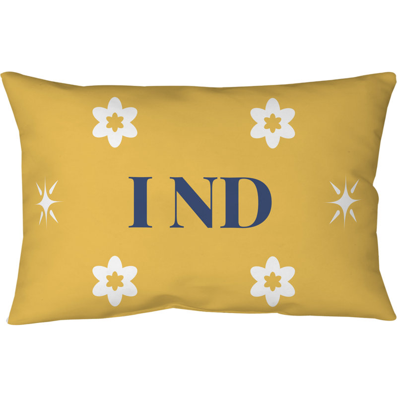 Coussin intérieur / extérieur Indianapolis, Rectangle H 18 po x l 25 po, Jaune / blanc / bleu