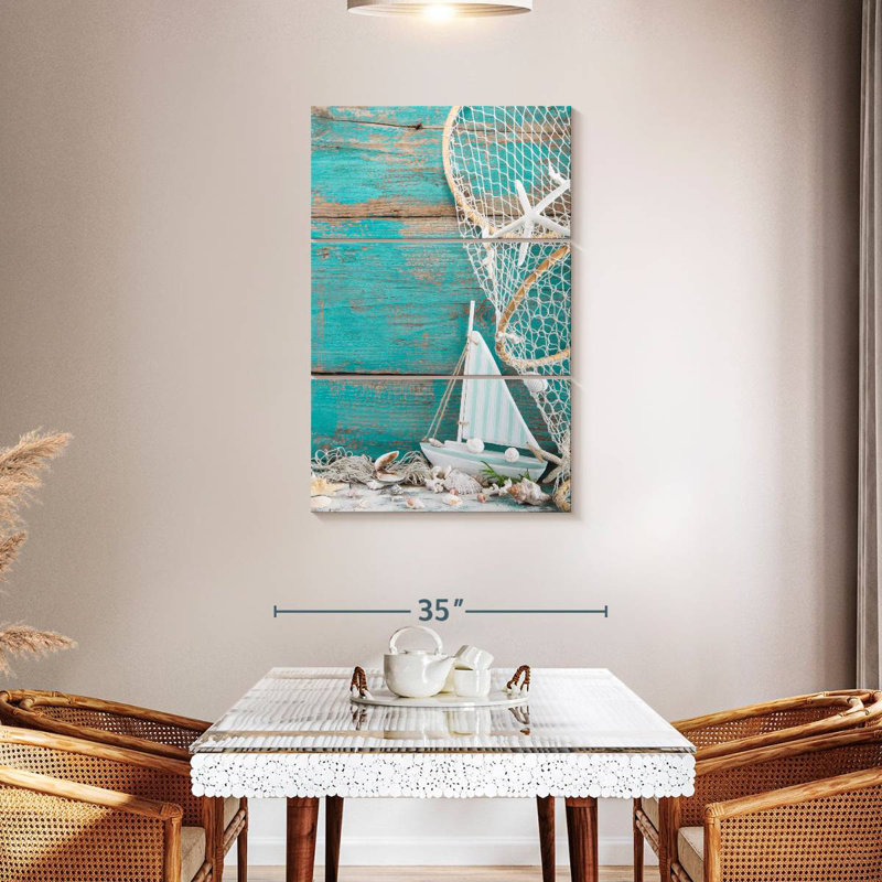Aletra Seashells And Sailboat, 32" H x 20" W