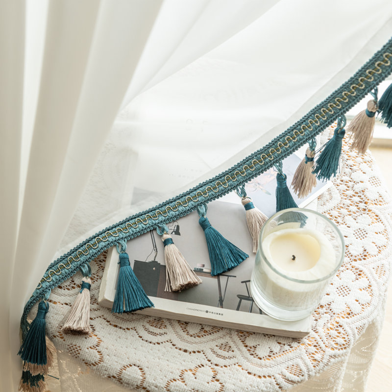 Liliana Rayon Sheer Curtain, 45" W x 96" L, Blue