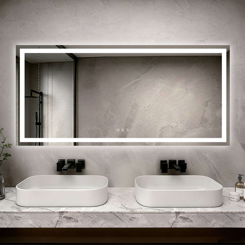 77" X 36" LED Bathroom Mirror With Dimmable Light Anti-Fog Lighted Vanity Mirror With 3 Color Modes, IP44 Waterproof Horizontal/Vertical Mount