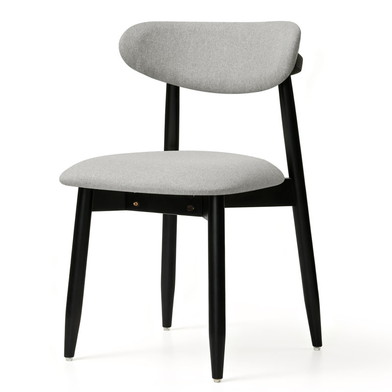 Chaises de cuisine/salle à manger Arriah 27 po modernes, rembourrées, en bois massif, noires (ensemble de 6), 6, Gris
