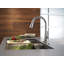 Robinet de cuisine chromé avec douchette extractible Essa, robinet de cuisine moderne monotrou, poignée simple, chrome-15361222