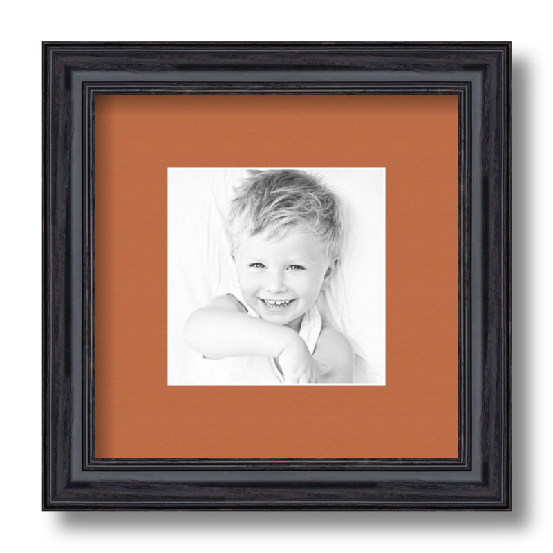 Wood Matte Picture Frame with Mat, Red Orange