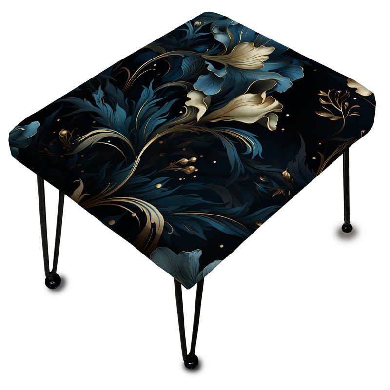 Darkened Reflections Moody Patterns - Floral Rectangle Ottoman