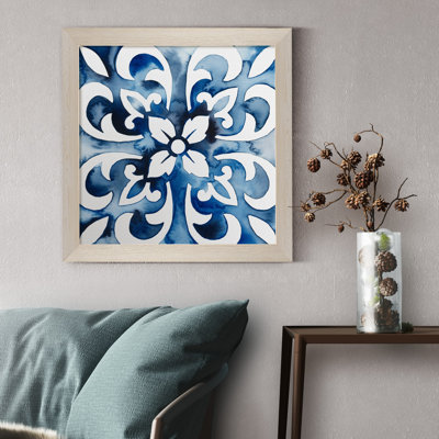 Cobalt tiles II, reproduction d’art sur toile encadrée