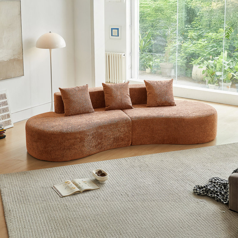 Canapé modulaire incurvé moderne de 5 pièces Boneless, Orange