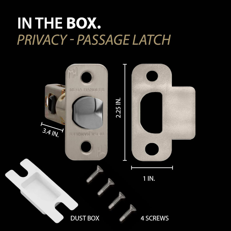 Loquet de porte rond d'intimité à 2 broches Mega Handles pour demi-lune | Loquet de remplacement universel pour portes gauches / droites