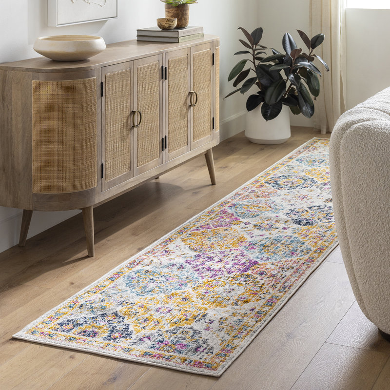 Sterne Machine Woven Beige/Blue/Orange/Pink/Teal/Yellow Indoor Rug, Runner 80 x 220 cm