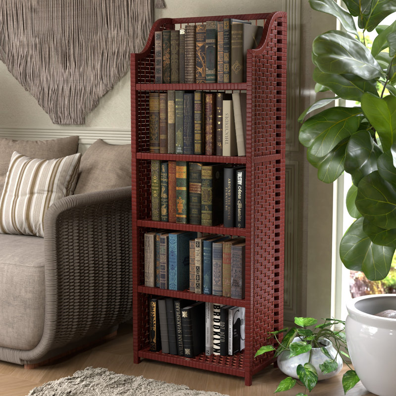 Johns Natural Fiber Shelves, Mahogany, (5 Shelves) 53" H x 19.5" W x 10" D