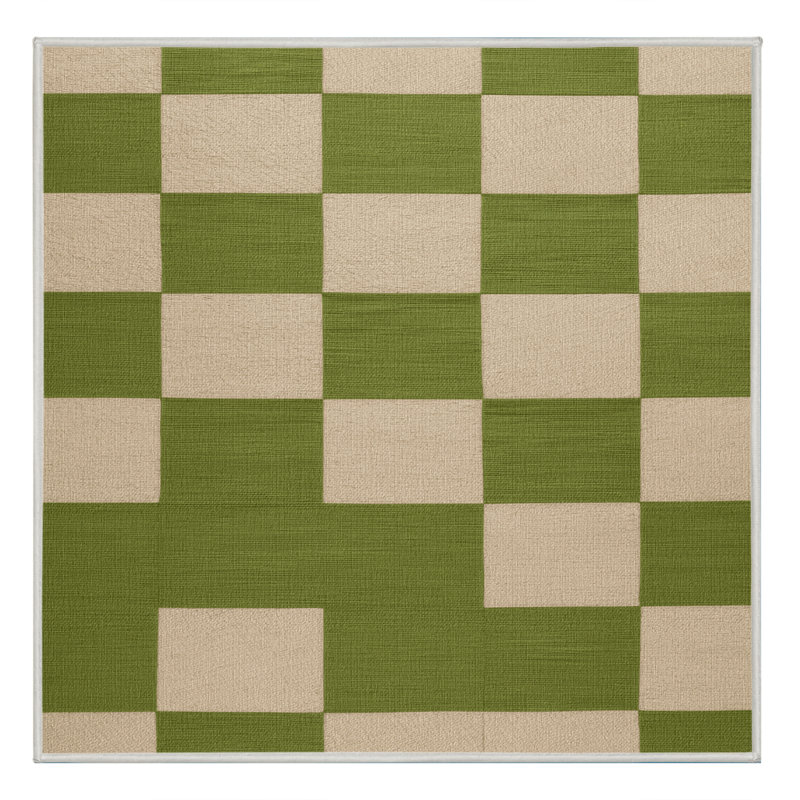 Tapis beige à carreaux lavable à la machine, Carré 4 pi