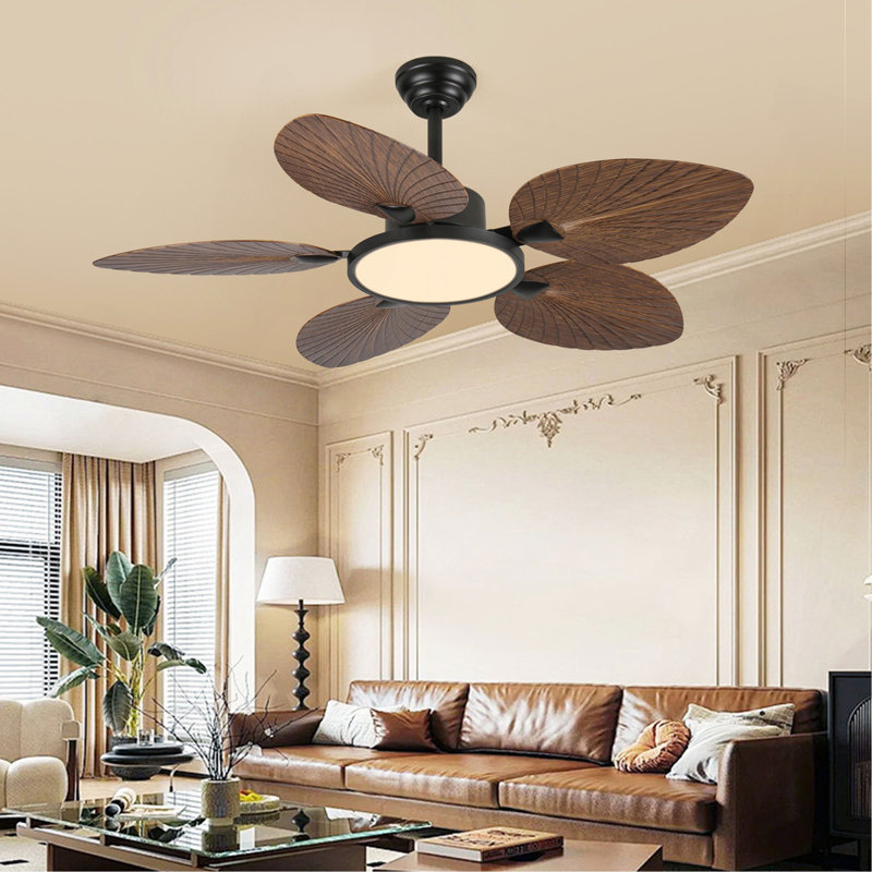 Ventilateur de plafond 52 pouces à feuilles de palmier tropical avec lumières et télécommande