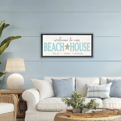Relax Enjoy Unwind Beach House Floating Frame, design by Seven Trees Design