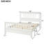 Lit plateforme double en bois de pin blanc avec tête de lit de 42 po de hauteur, lit 26 po et 10 lattes, lattes massives à panneaux, pieds centraux, sommeil confortable