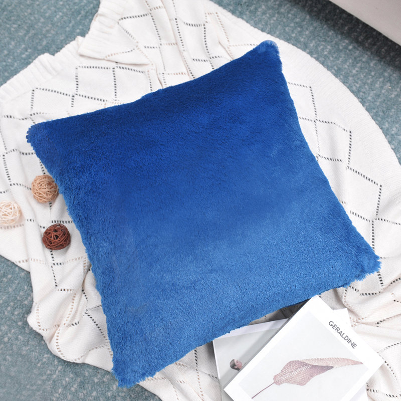 Housse de coussin réversible en fausse fourrure, Bleu palais