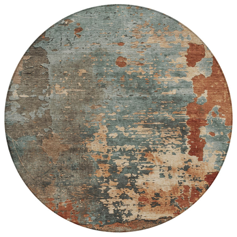 Machine Washable Indoor/Outdoor Cinead ACN1702 Seafoam Rug