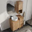 Meuble-lavabo simple autoportant 32 po avec comptoir en céramique et rangement mural pour salle de bain de 12 po-161953629