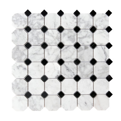 Santorini Octagon 12" x 12" Marble Mosaic Wall Tile