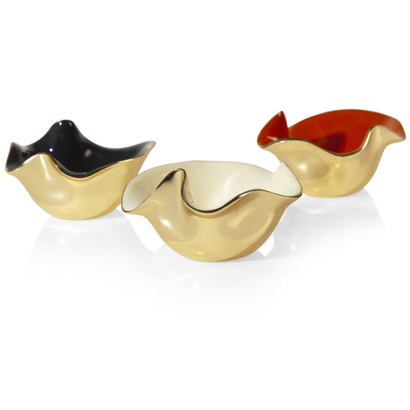 Small Ruffled Bowl, Gold/Graphite