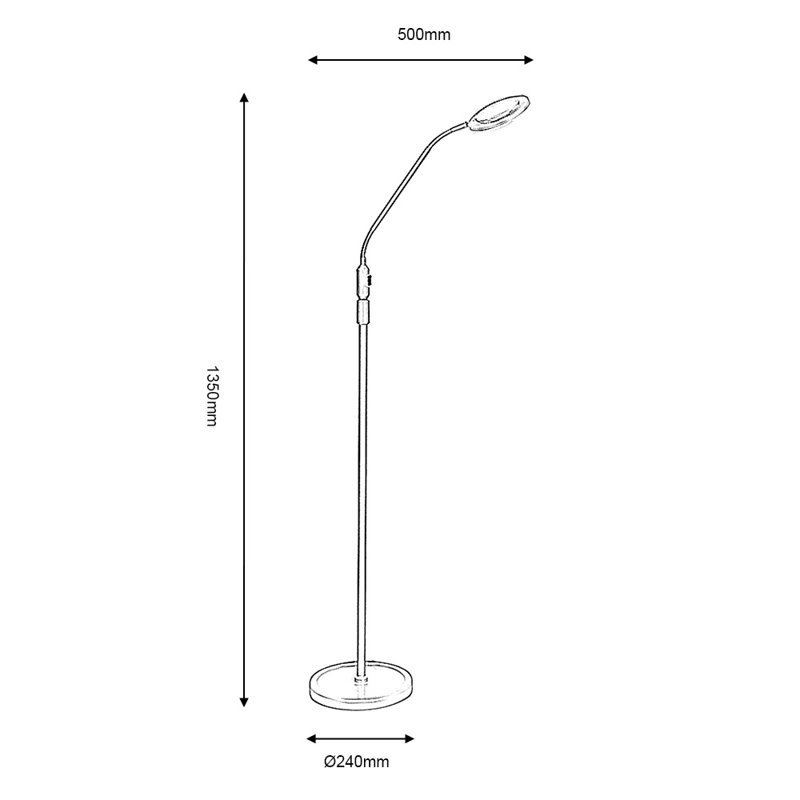 Finis 135cm Silver Grey LED Task Floor Lamp