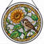 Panneau de vitrail Sunflower Bird, H 12 po-1503658142