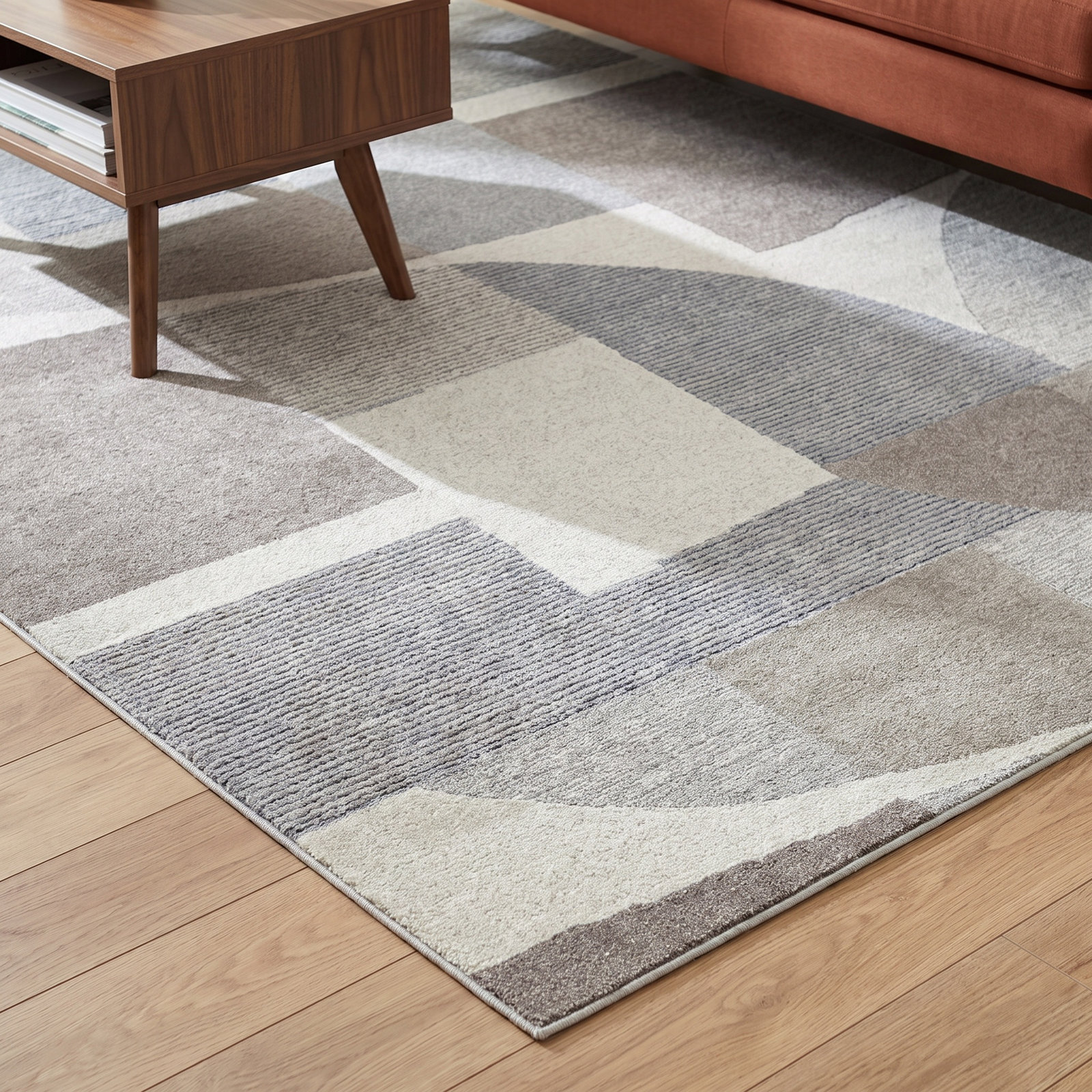 Linn Gray Hand-Tufted Abstract Rug, Rectangle 7'6" x 9'6"