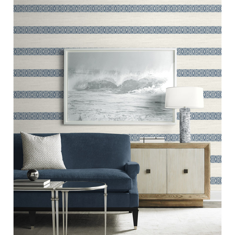 Geometric Wallpaper Roll, Nautical Blue