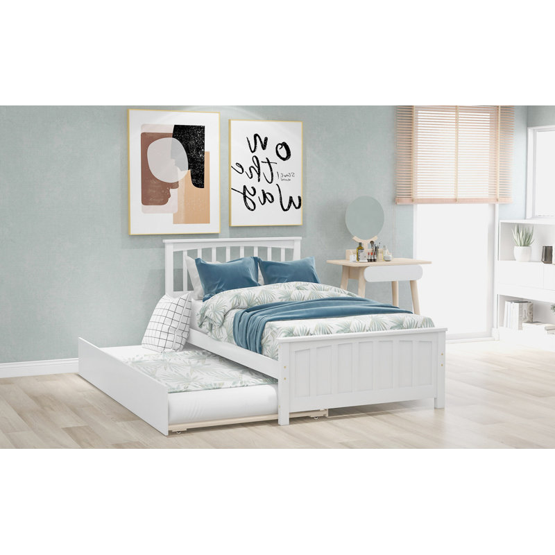 Lit plateforme avec lit gigogne, Blanc