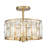 12" W 3-Light Semi Flush Mount with Crystal Shade, Gold Ceiling Light with Drum Shade for Bedroom & Foyer-1215075901