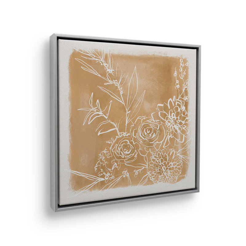 "Flower Bundle" par Anne Tavoletti, reproduction d'art sur toile, Argent argent, H 20 po x l 20 po, Cadre flottant