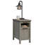 Table d'appoint polyvalente à finition grise avec tablette coulissante et grand tiroir pour plus de rangement et de commodité.