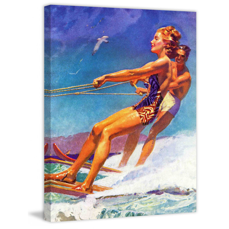«Water Skier» par McClelland Barclay, reproduction sur toile tendue, H 31 po x l 24 po x P 1,5 po