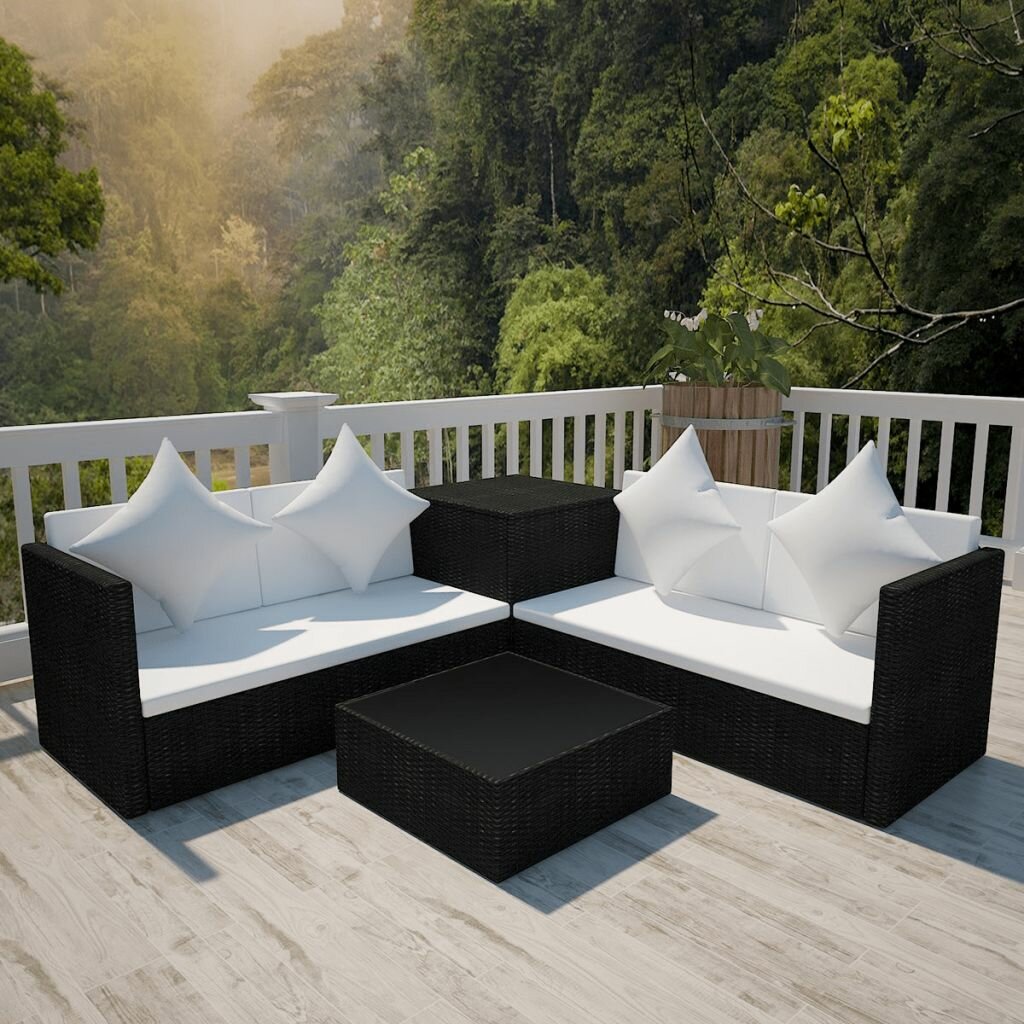 4-Sitzer Lounge-Set Manson aus Polyrattan mit Polster