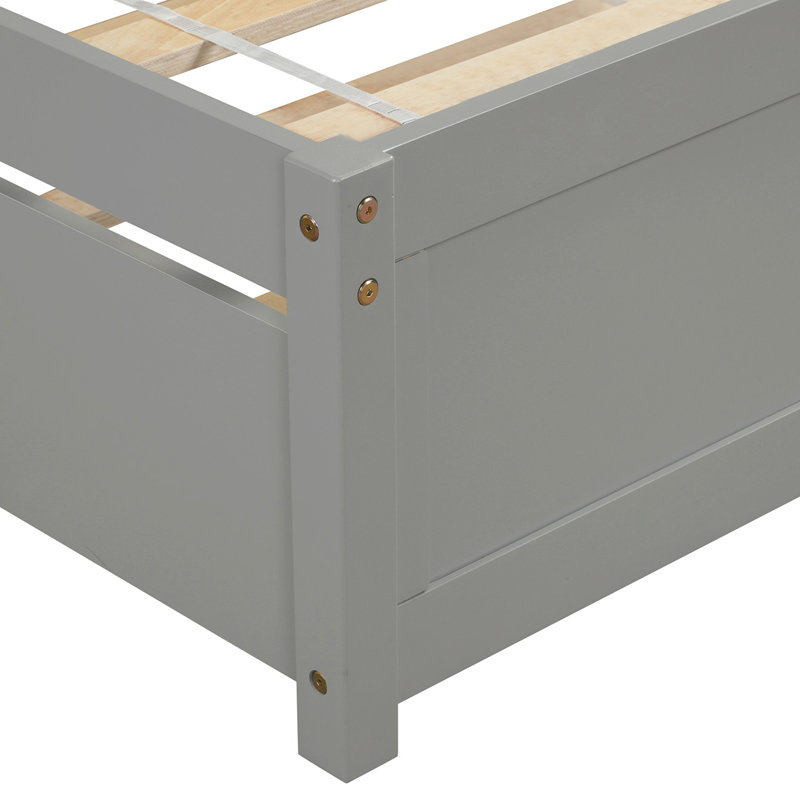 Lit plateforme simple à structure en bois avec lit gigogne, gris, robuste et peu encombrant pour les chambres à coucher modernes